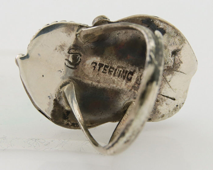 Navajo Ring 925 Silver Natural Blue Green Turquoise Signed MC C.80's