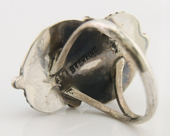 Navajo Ring 925 Silver Natural Blue Green Turquoise Signed MC C.80's