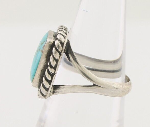 Navajo Ring 925 Silver Natural Blue Turquoise Artist Signed Apache Mfg C.80's