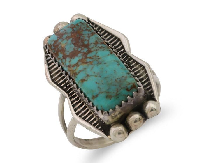 Navajo Ring .925 Silver Natural Blue Turquoise Artist Signed Doug Zachary C.80's