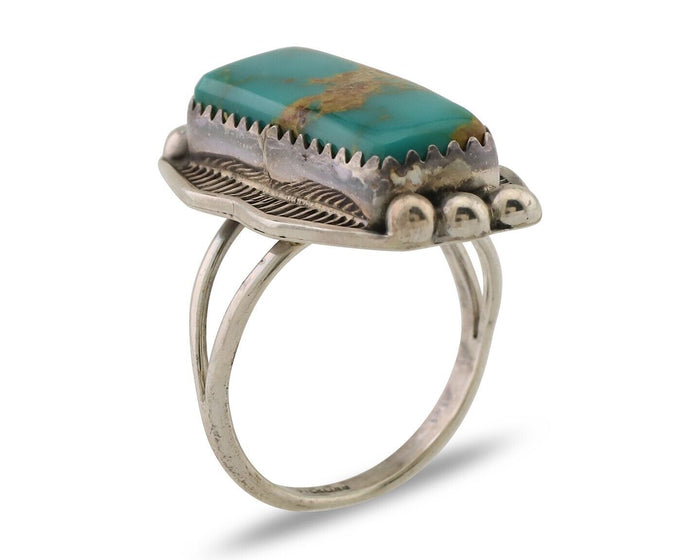 Navajo Ring 925 Silver Natural Blue Turquoise Artist Signed Doug Zachary C.80's