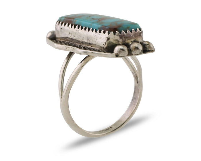 Navajo Ring 925 Silver Natural Blue Turquoise Artist Signed Doug Zachary C.80's