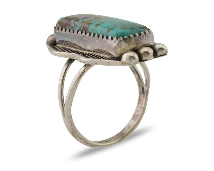 Navajo Ring .925 Silver Natural Blue Turquoise Artist Signed Doug Zachary C.80's