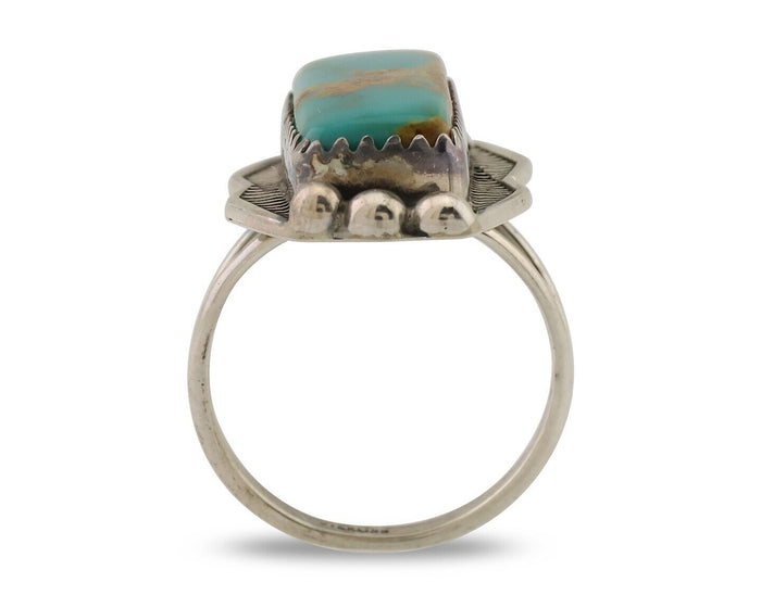 Navajo Ring 925 Silver Natural Blue Turquoise Artist Signed Doug Zachary C.80's