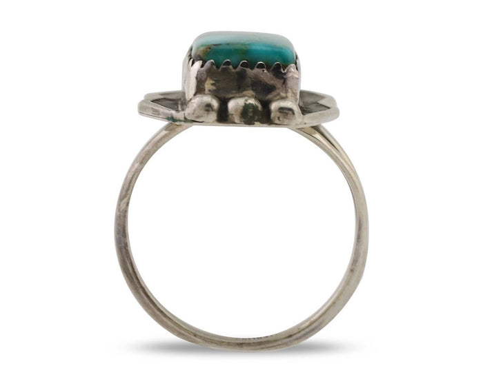Navajo Ring 925 Silver Natural Blue Turquoise Artist Signed Doug Zachary C.80's