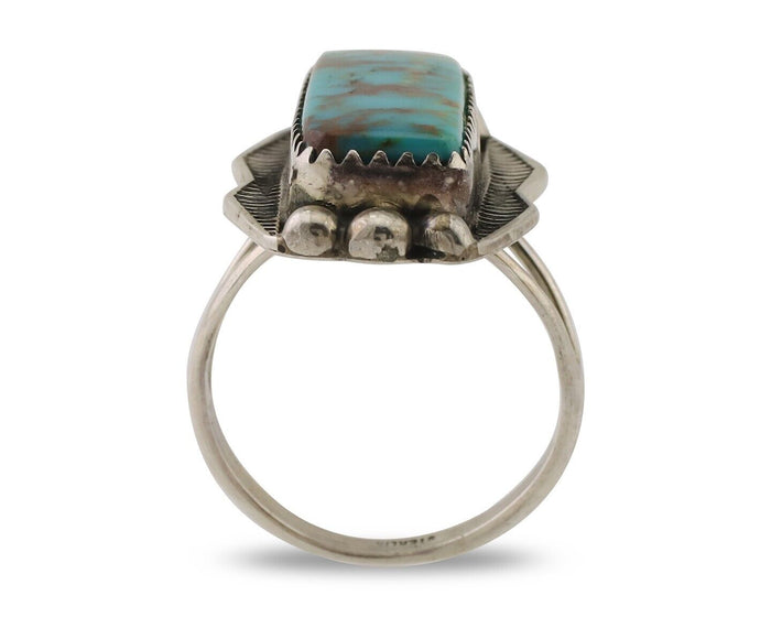Navajo Ring 925 Silver Natural Blue Turquoise Artist Signed Doug Zachary C.80's