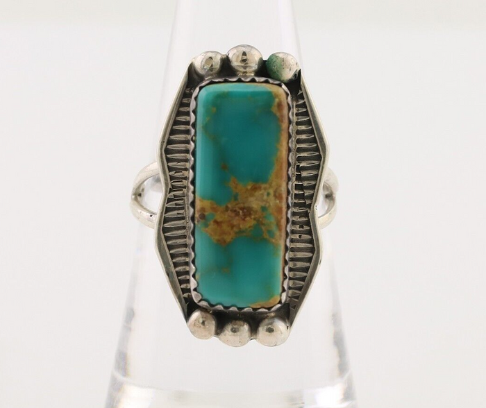 Navajo Ring 925 Silver Natural Blue Turquoise Artist Signed Doug Zachary C.80's