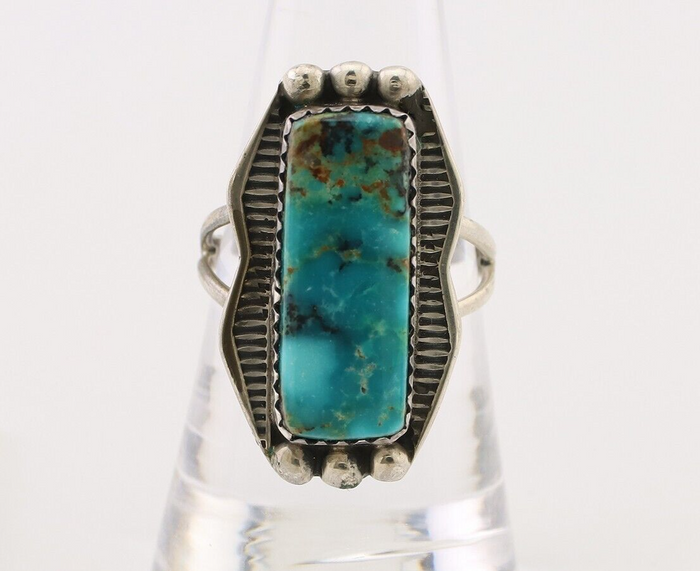 Navajo Ring 925 Silver Natural Blue Turquoise Artist Signed Doug Zachary C.80's