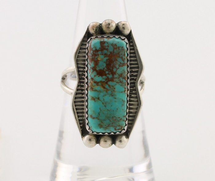 Navajo Ring .925 Silver Natural Blue Turquoise Artist Signed Doug Zachary C.80's