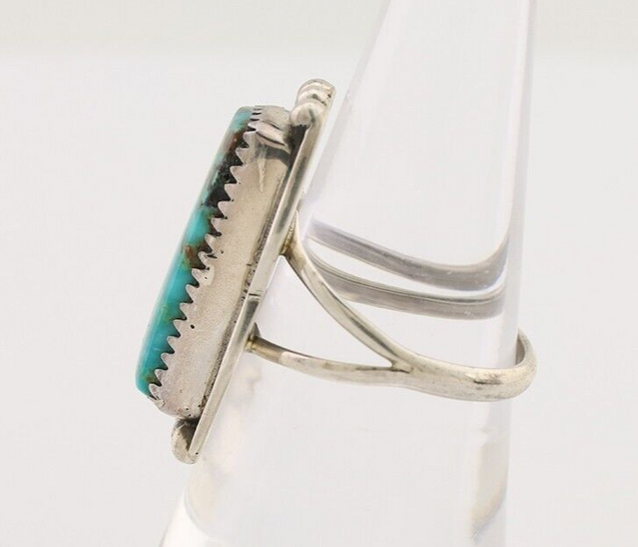 Navajo Ring 925 Silver Natural Blue Turquoise Artist Signed Doug Zachary C.80's