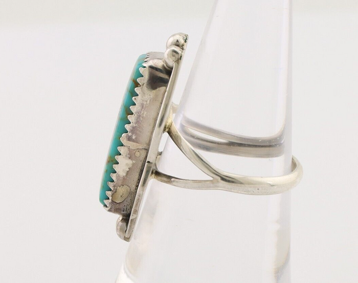 Navajo Ring 925 Silver Natural Blue Turquoise Artist Signed Doug Zachary C.80's
