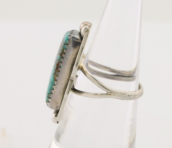 Navajo Ring .925 Silver Natural Blue Turquoise Artist Signed Doug Zachary C.80's
