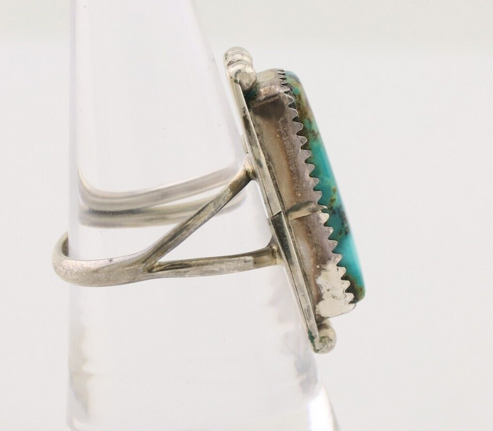 Navajo Ring 925 Silver Natural Blue Turquoise Artist Signed Doug Zachary C.80's