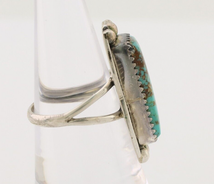 Navajo Ring .925 Silver Natural Blue Turquoise Artist Signed Doug Zachary C.80's