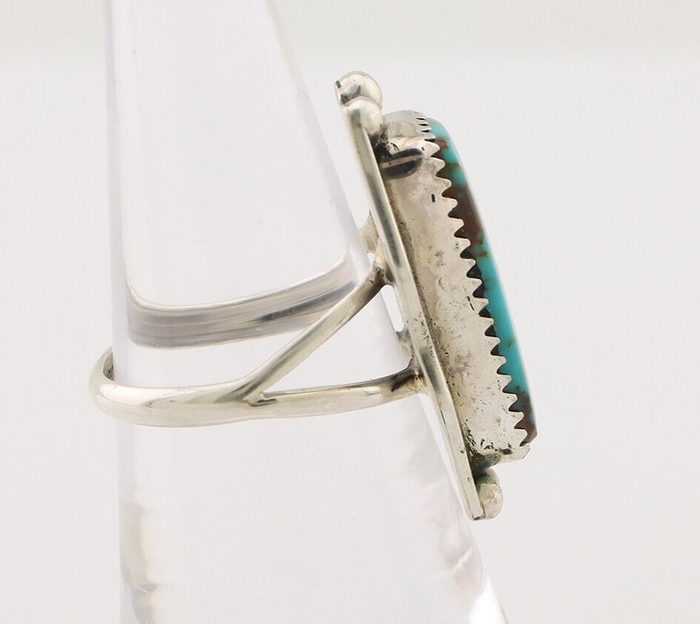 Navajo Ring 925 Silver Natural Blue Turquoise Artist Signed Doug Zachary C.80's