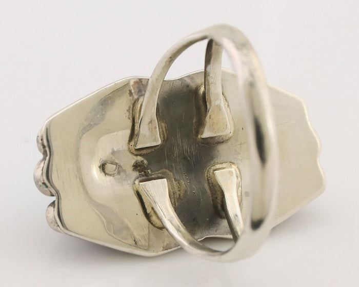 Navajo Ring 925 Silver Natural Blue Turquoise Artist Signed Doug Zachary C.80's