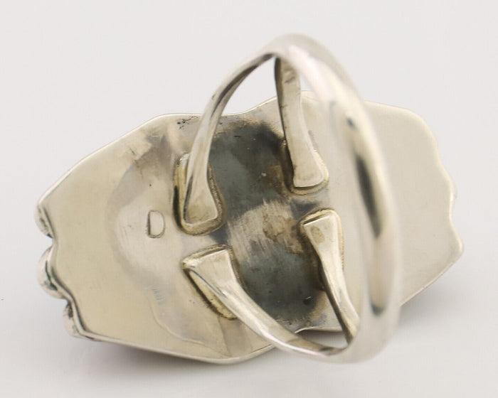 Navajo Ring 925 Silver Natural Blue Turquoise Artist Signed Doug Zachary C.80's