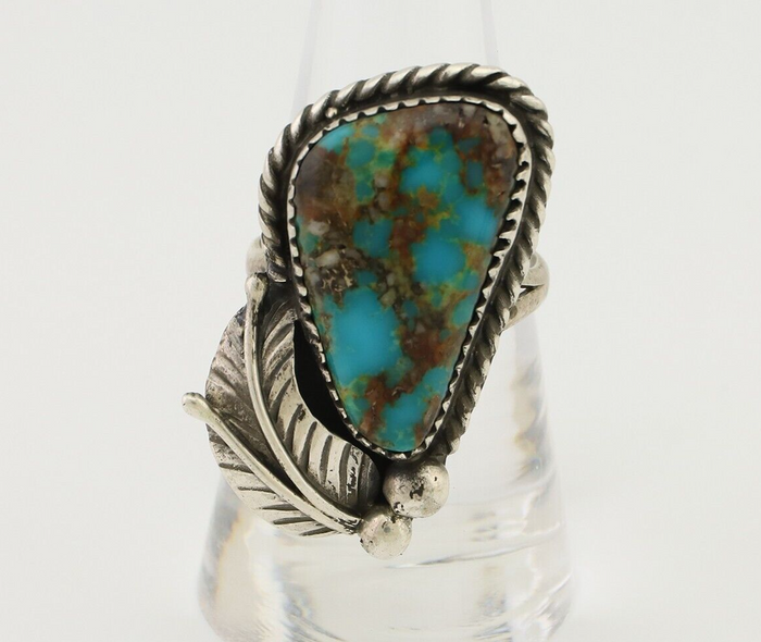 Navajo Ring 925 Silver Natural Blue Turquoise Artist Signed IJC C.80's