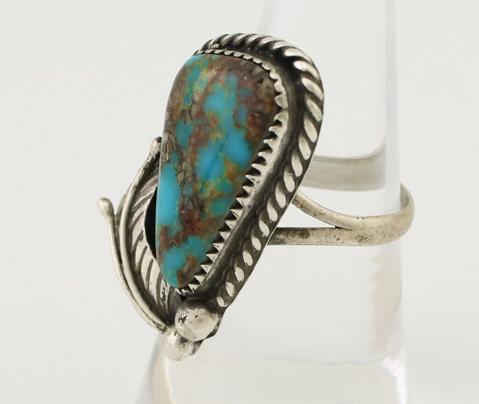 Navajo Ring 925 Silver Natural Blue Turquoise Artist Signed IJC C.80's