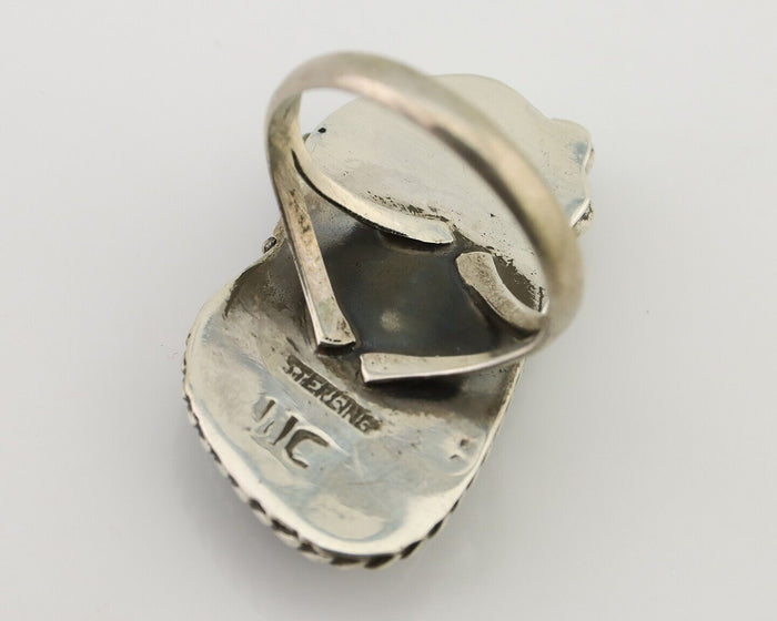 Navajo Ring 925 Silver Natural Blue Turquoise Artist Signed IJC C.80's