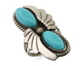 Navajo Ring 925 Silver Natural Blue Turquoise Artist Signed J TSO C.80's