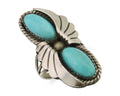 Navajo Ring 925 Silver Natural Blue Turquoise Artist Signed J TSO C.80's