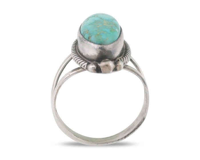 Navajo Ring 925 Silver Natural Blue Turquoise Artist Signed Jack Whittaker C.80s