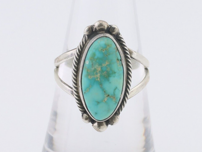 Navajo Ring 925 Silver Natural Blue Turquoise Artist Signed Jack Whittaker C.80s