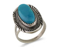 Navajo Ring 925 Silver Natural Blue Turquoise Artist Signed M BEGAY C.80's