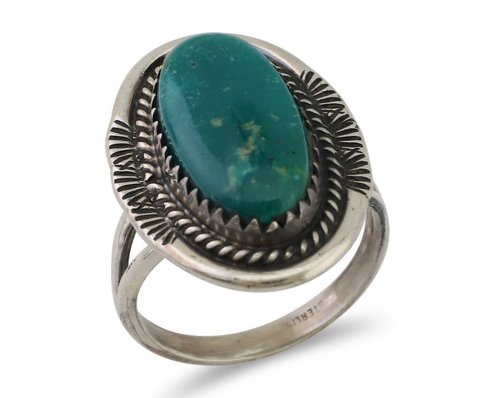 Navajo Ring 925 Silver Natural Blue Turquoise Artist Signed M BEGAY C.80's