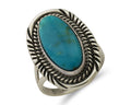 Navajo Ring 925 Silver Natural Blue Turquoise Artist Signed M BEGAY C.80's