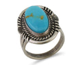 Navajo Ring 925 Silver Natural Blue Turquoise Artist Signed M BEGAY C.80's