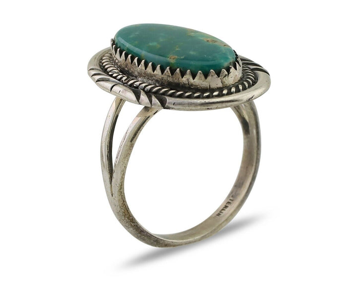 Navajo Ring 925 Silver Natural Blue Turquoise Artist Signed M BEGAY C.80's