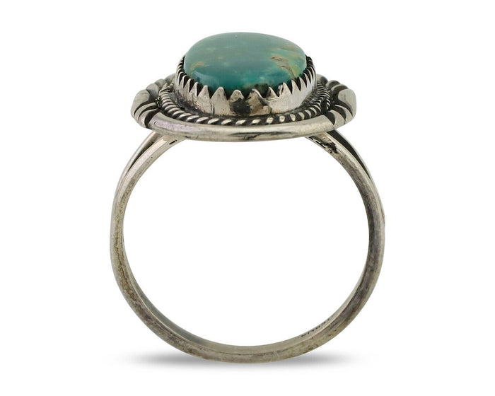 Navajo Ring 925 Silver Natural Blue Turquoise Artist Signed M BEGAY C.80's