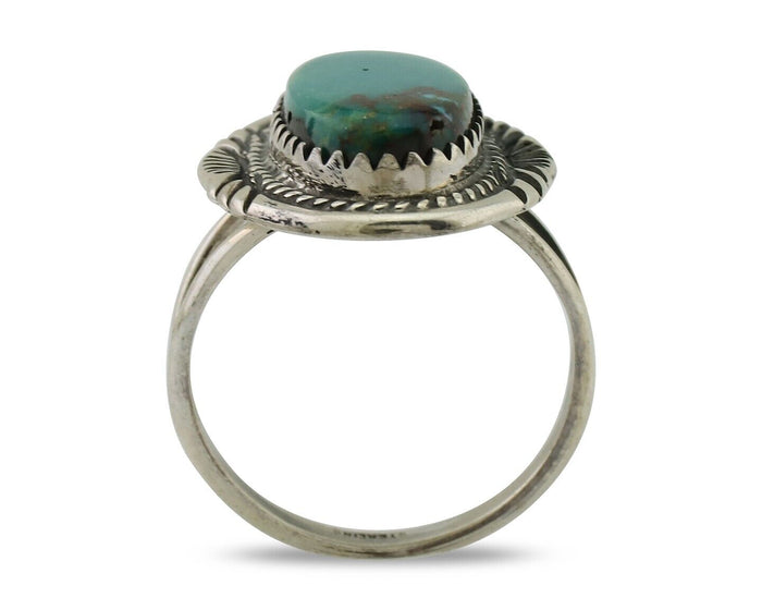 Navajo Ring 925 Silver Natural Blue Turquoise Artist Signed M BEGAY C.80's