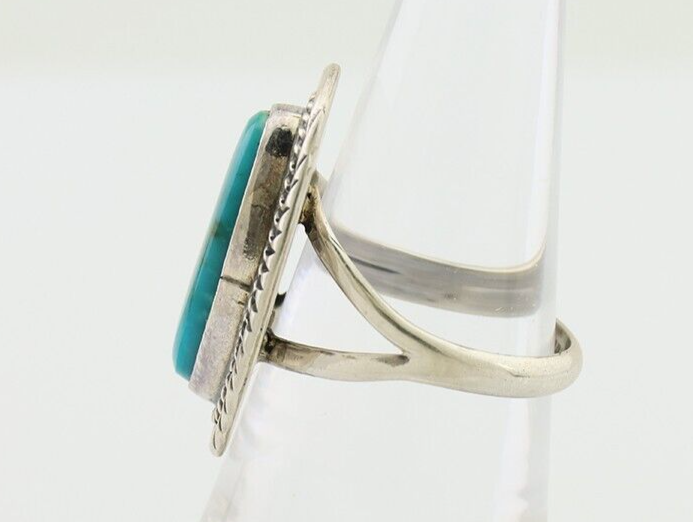 Navajo Ring 925 Silver Natural Blue Turquoise Artist Signed M BEGAY C.80's