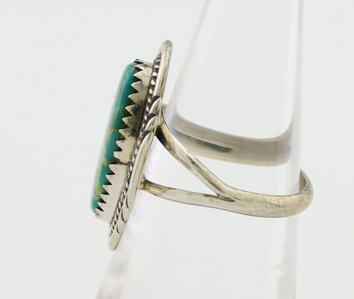 Navajo Ring 925 Silver Natural Blue Turquoise Artist Signed M BEGAY C.80's