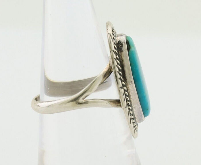 Navajo Ring 925 Silver Natural Blue Turquoise Artist Signed M BEGAY C.80's