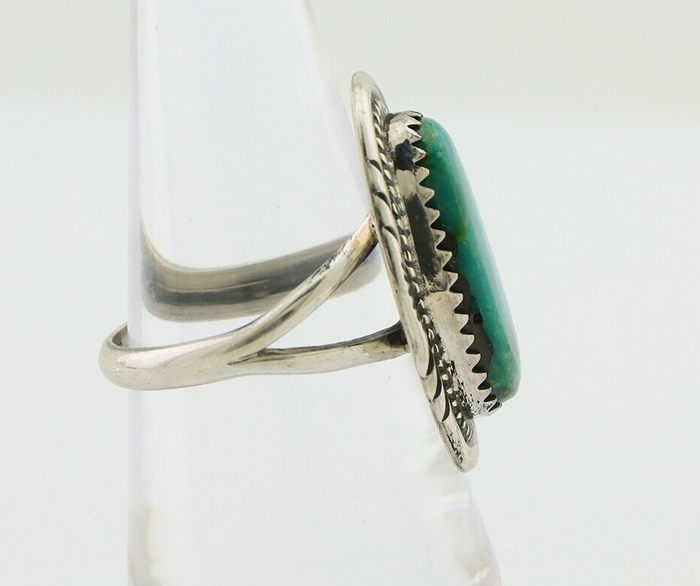 Navajo Ring 925 Silver Natural Blue Turquoise Artist Signed M BEGAY C.80's