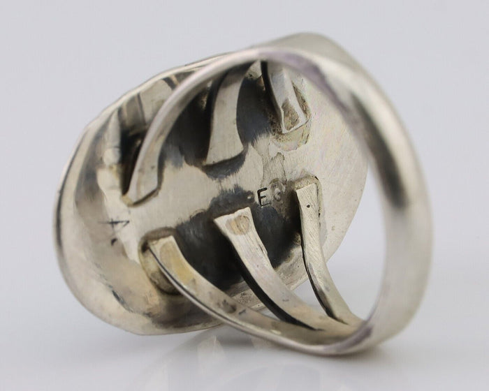 Navajo Ring 925 Silver Natural Blue Turquoise Artist Signed M BEGAY C.80's