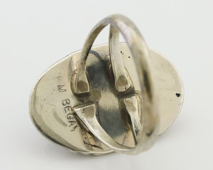 Navajo Ring 925 Silver Natural Blue Turquoise Artist Signed M BEGAY C.80's