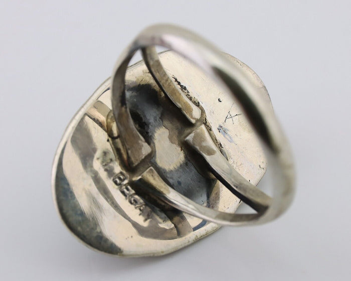 Navajo Ring 925 Silver Natural Blue Turquoise Artist Signed M BEGAY C.80's