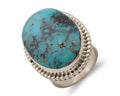 Navajo Ring 925 Silver Natural Blue Turquoise Artist Signed M C.80's