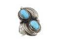 Navajo Ring 925 Silver Natural Blue Turquoise Artist Signed MC C.80's