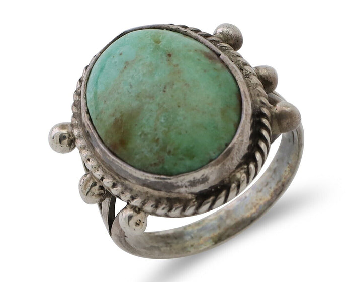 Navajo Ring 925 Silver Natural Blue Turquoise Artist Signed MC C.80's