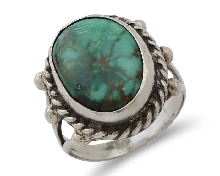 Navajo Ring 925 Silver Natural Blue Turquoise Artist Signed MC C.80's