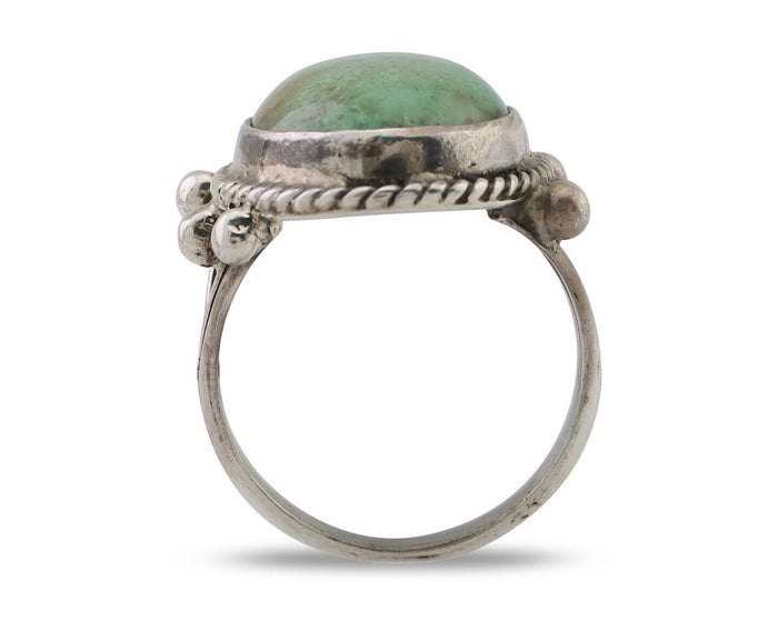 Navajo Ring 925 Silver Natural Blue Turquoise Artist Signed MC C.80's
