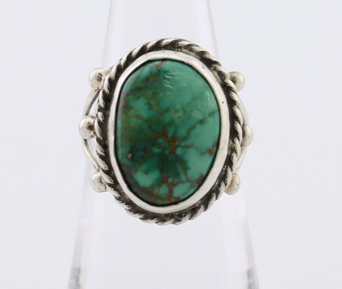 Navajo Ring 925 Silver Natural Blue Turquoise Artist Signed MC C.80's