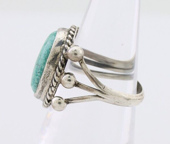 Navajo Ring 925 Silver Natural Blue Turquoise Artist Signed MC C.80's
