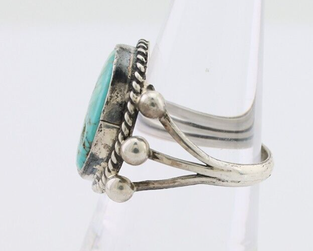 Navajo Ring 925 Silver Natural Blue Turquoise Artist Signed MC C.80's